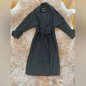 Zara Manteco Black Wool Coat for Women